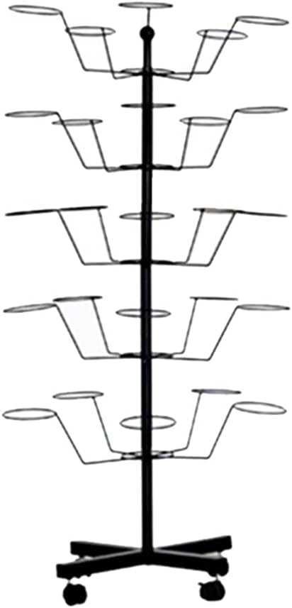 BNIB-Floor Standing Pivoting Hat Holder - Commercial Cap Helmet Display Rack W/Pulley(5-Tier),-$100
