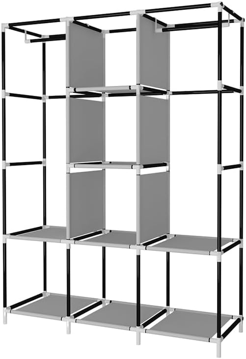 Brand New Portable Closet Organizer: 6 Storage Shelves + 2 Hanging Sections,Black,