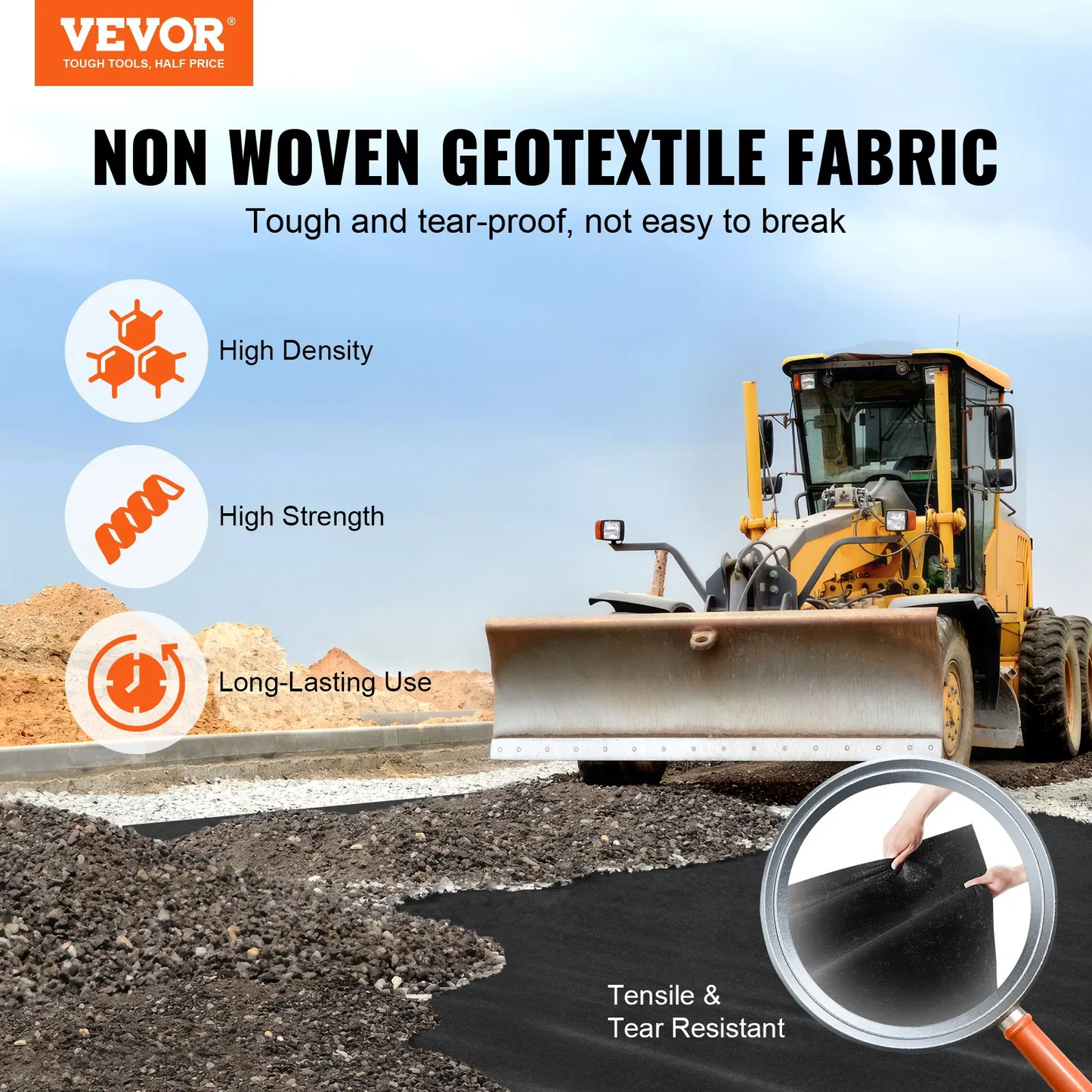 VEVOR Non Woven Geotextile Fabric Under Gravel, 4x100FT 8OZ Driveway Fabric Landscape Fabric