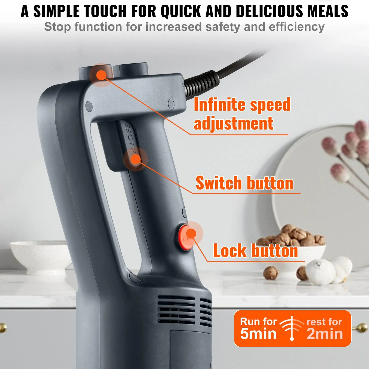 VEVOR Commercial Immersion Blender, 500 Watt Heavy Duty Hand Mixer, Variable Speed Stick Mixer,-$140