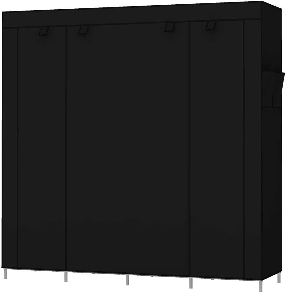 BNIB-Portable Closet Large Wardrobe Closet Clothes Organizer with 6 Storage +4 Hanging + 4 Side Pockets,Black