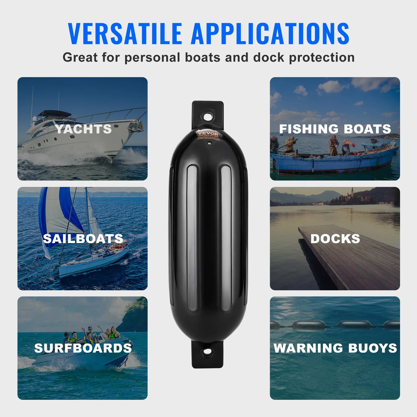 VEVOR Boat Fenders, 5.5" x 20" Boat Bumpers for Docking, Inflatable Ribbed Fender,-$40