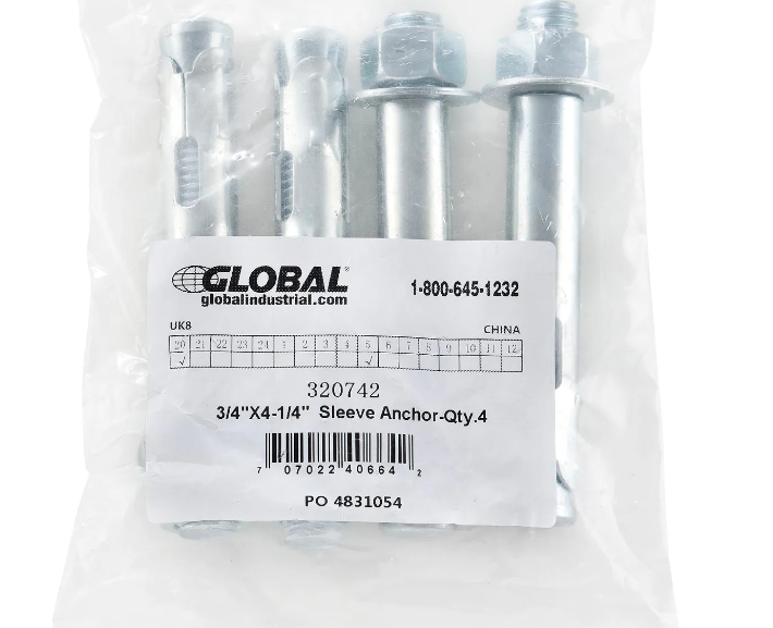 Brand New Global Industrial™ Hex Nut Sleeve Anchor, 3/4" x 4-1/4"