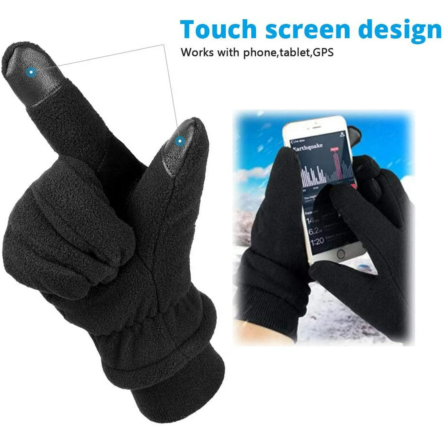 BNIB-Winter Gloves With Touchscreen Fingers and Fleece Lining for Men and Women,Size: XL,-$15