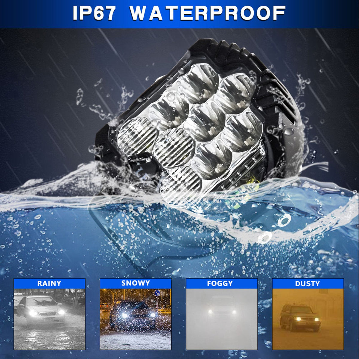 Brand New – 75W LED Work Lights – 2-Pack, 15,000 Lumens Each, 3″, IP67, 9–30V -$20