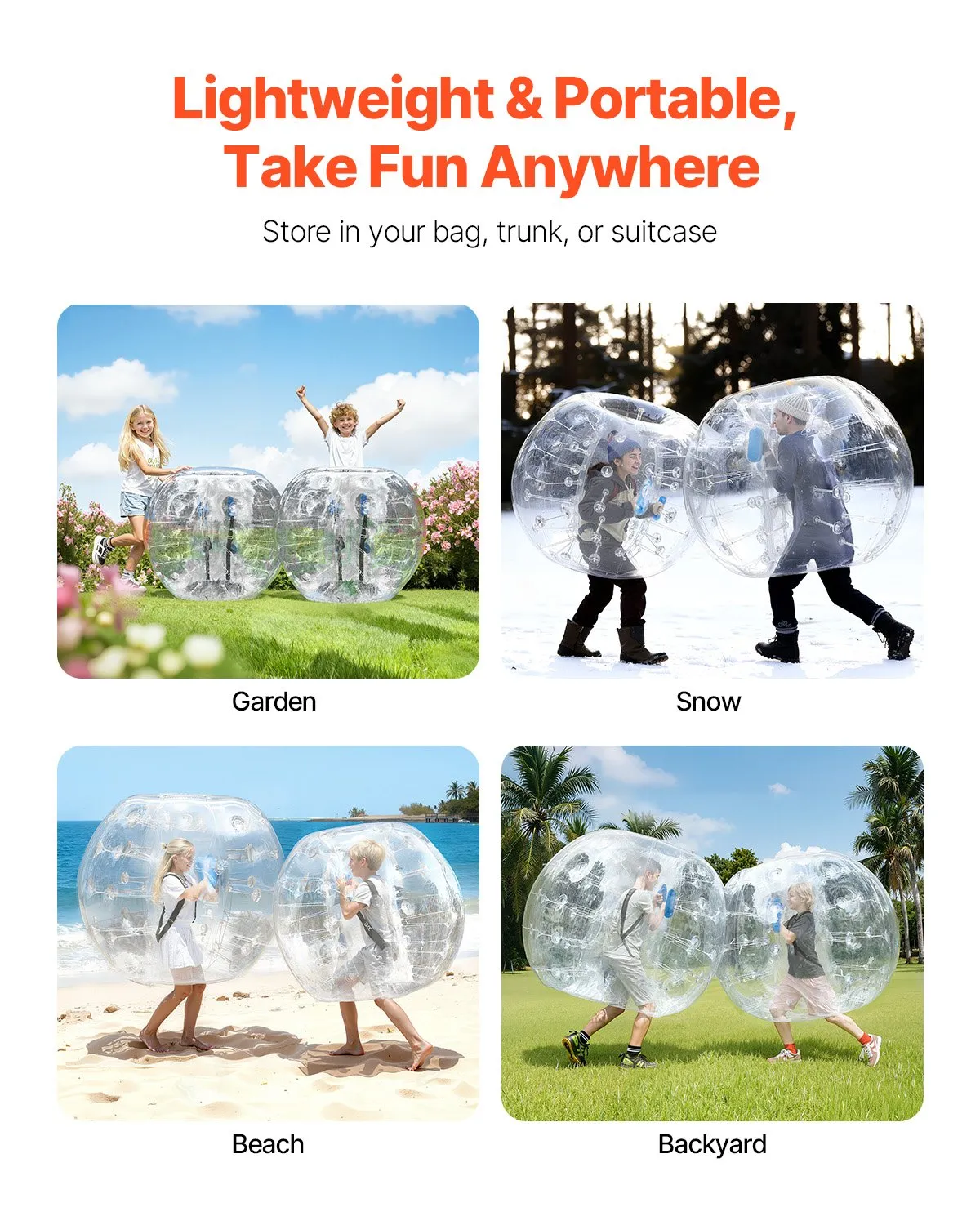 VEVOR Inflatable Bumper Balls 2-Pack, 4FT/1.2M Body Sumo Zorb Balls for Teen & Adult,-$135