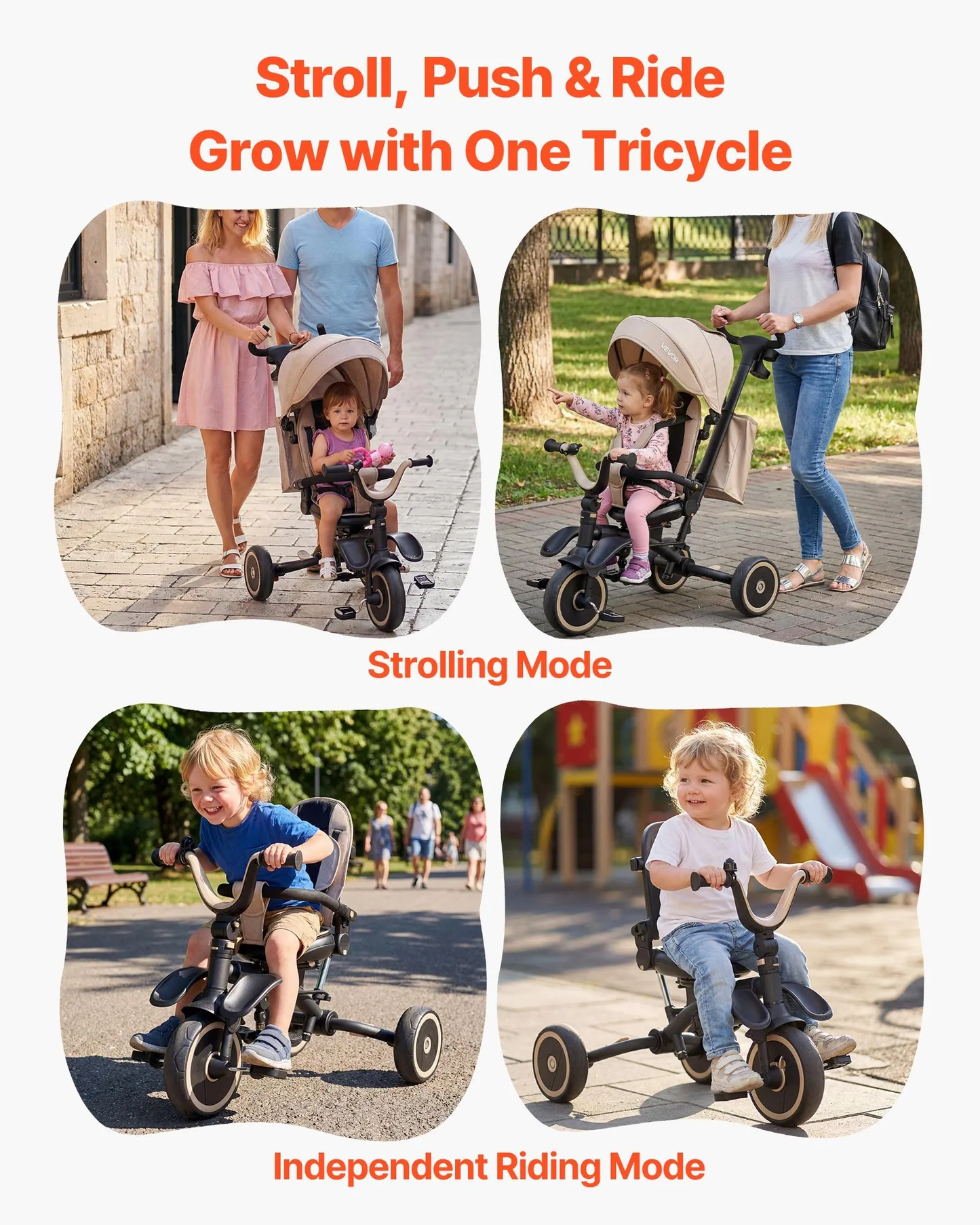 New Assembled VEVOR Toddler Tricycle & Stroller for 18 Months to 5 Year Old, 7-in-1 Kids Trike, -$100