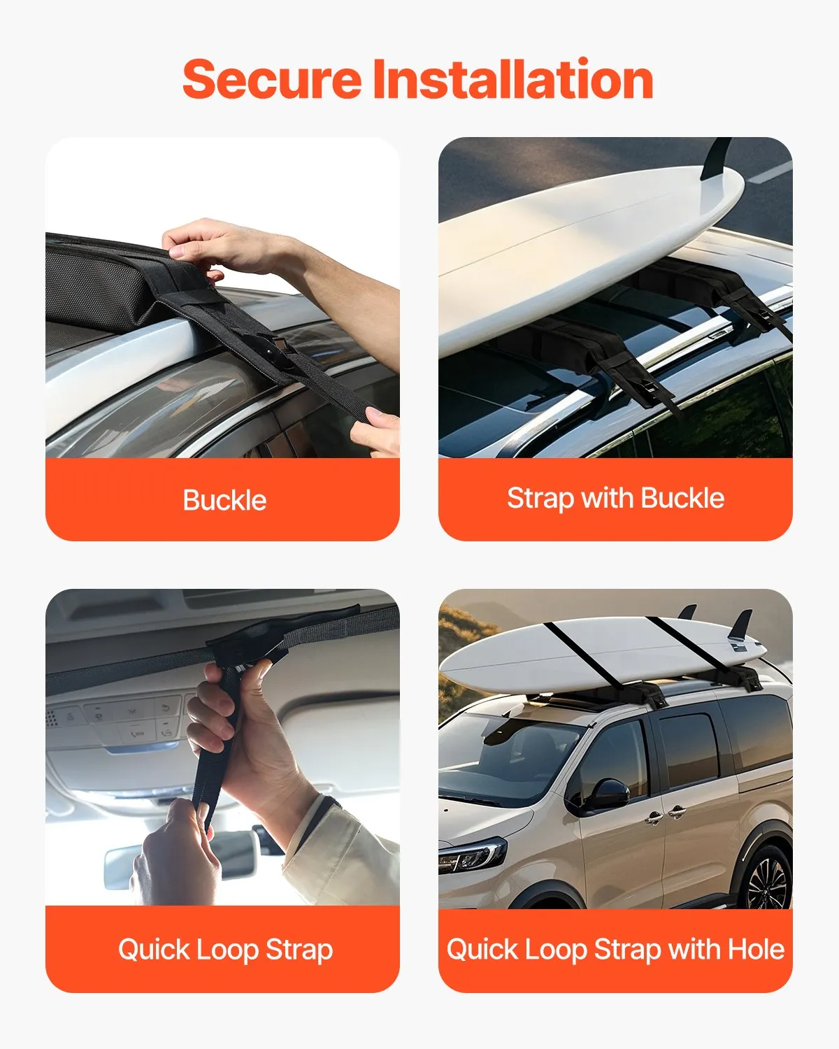 VEVOR Soft Roof Rack Pads, 33-Inch Universal Car Roof Rack Pad, 176LBS Load Capacity Luggage Kayak Carrier,-$50