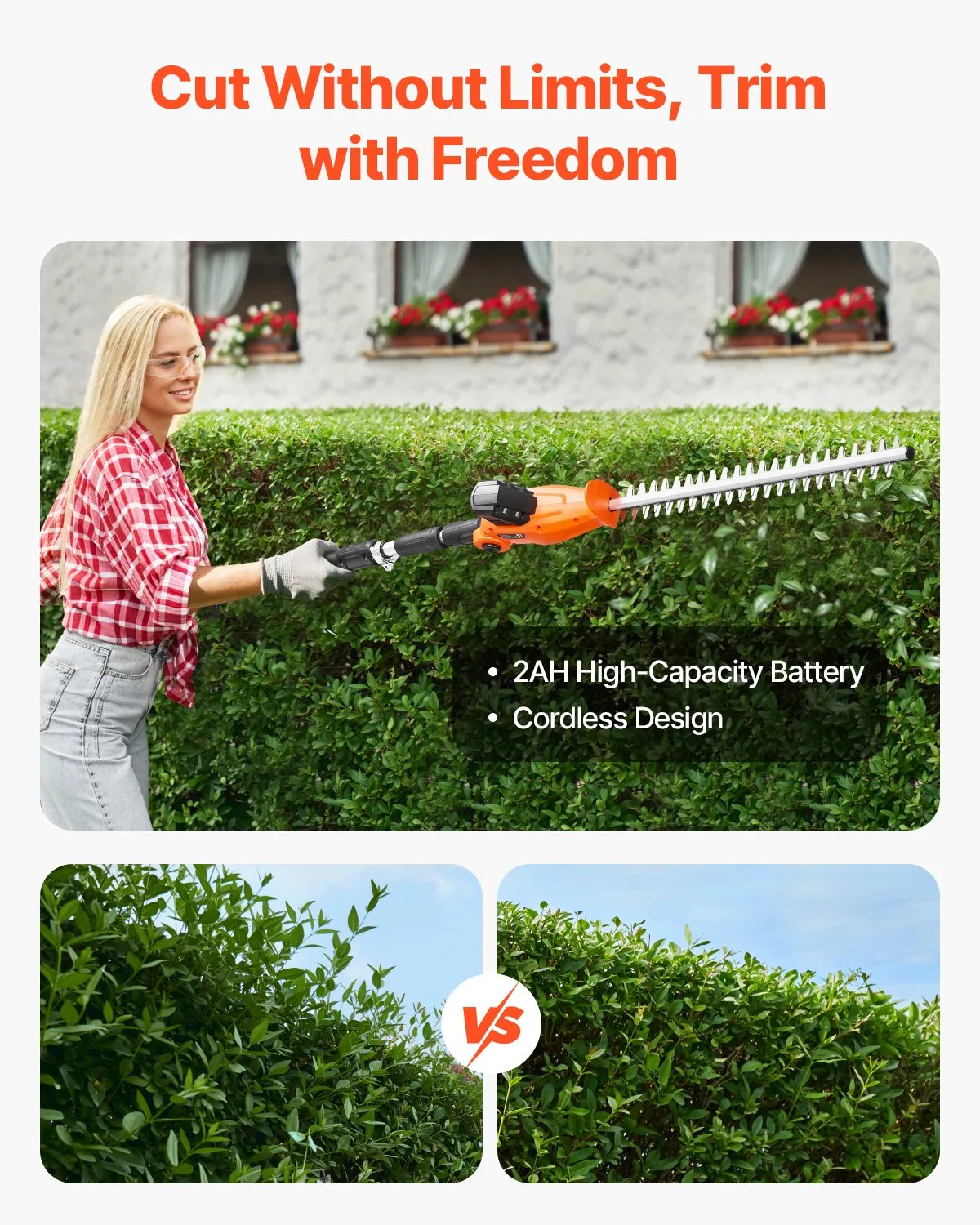 Open Box VEVOR Electric Hedge Trimmer, 1200 RPM, 6.2 - 7.8 Ft Extendable, Pole Hedge Trimmer,-$55