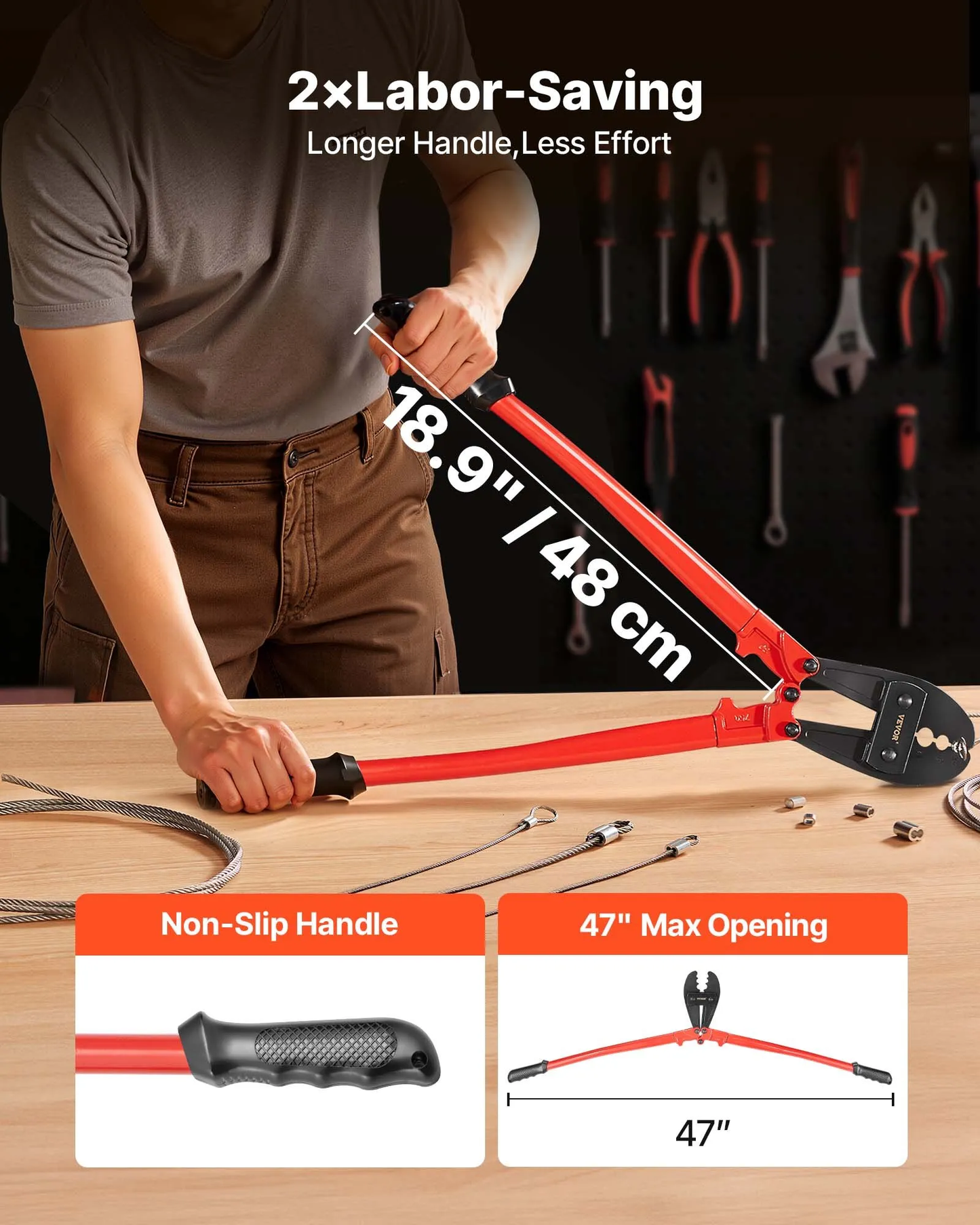 VEVOR 30 Inch Hand Swager Crimper 3 Cavity 5/32 1/4 5/16inch Swaging Tool for Copper Aluminum Oval Sleeves