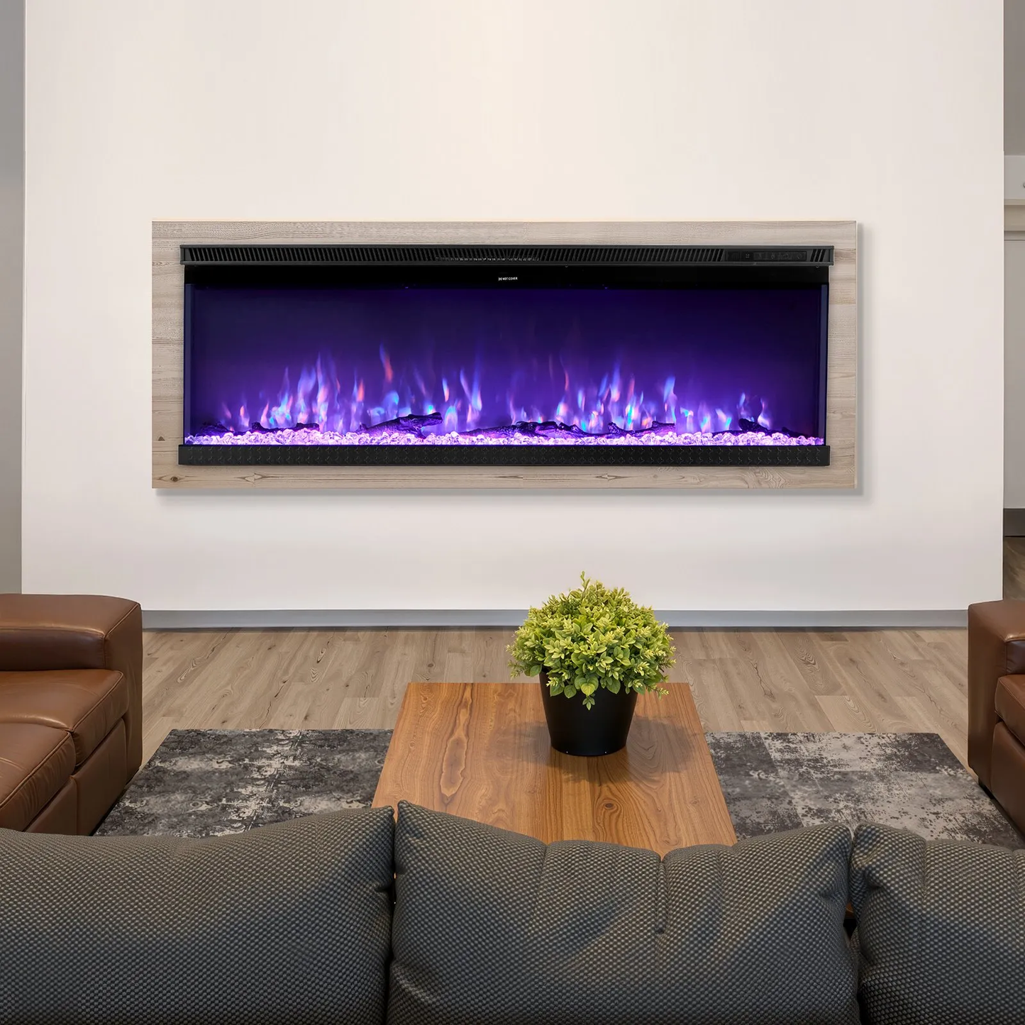 VEVOR 60 inch Electric Fireplace, Three-Sided Glass Wall Mounted Recessed Fire Place with Remote Control,-$250