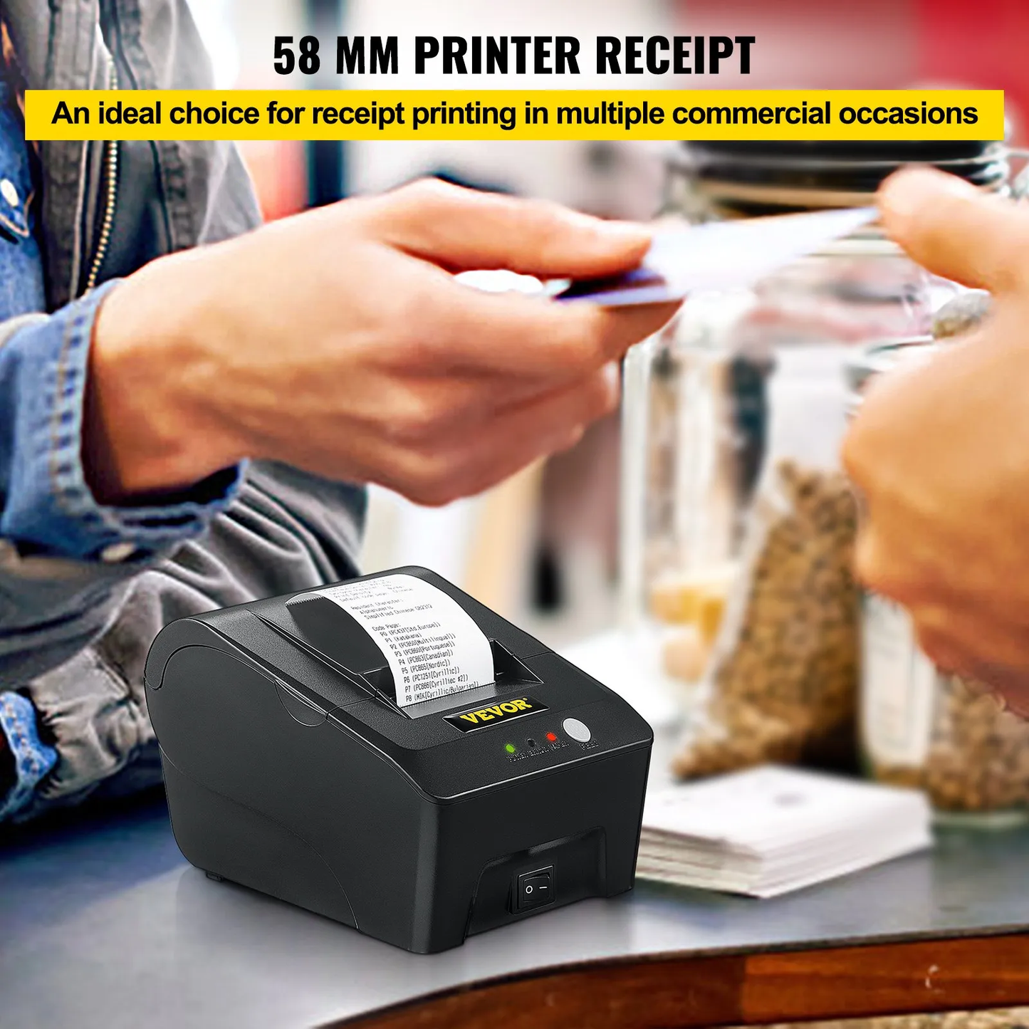 VEVOR Printer Receipt, 58mm Thermal Printer, ESC/POS Command Thermal Receipt Printer