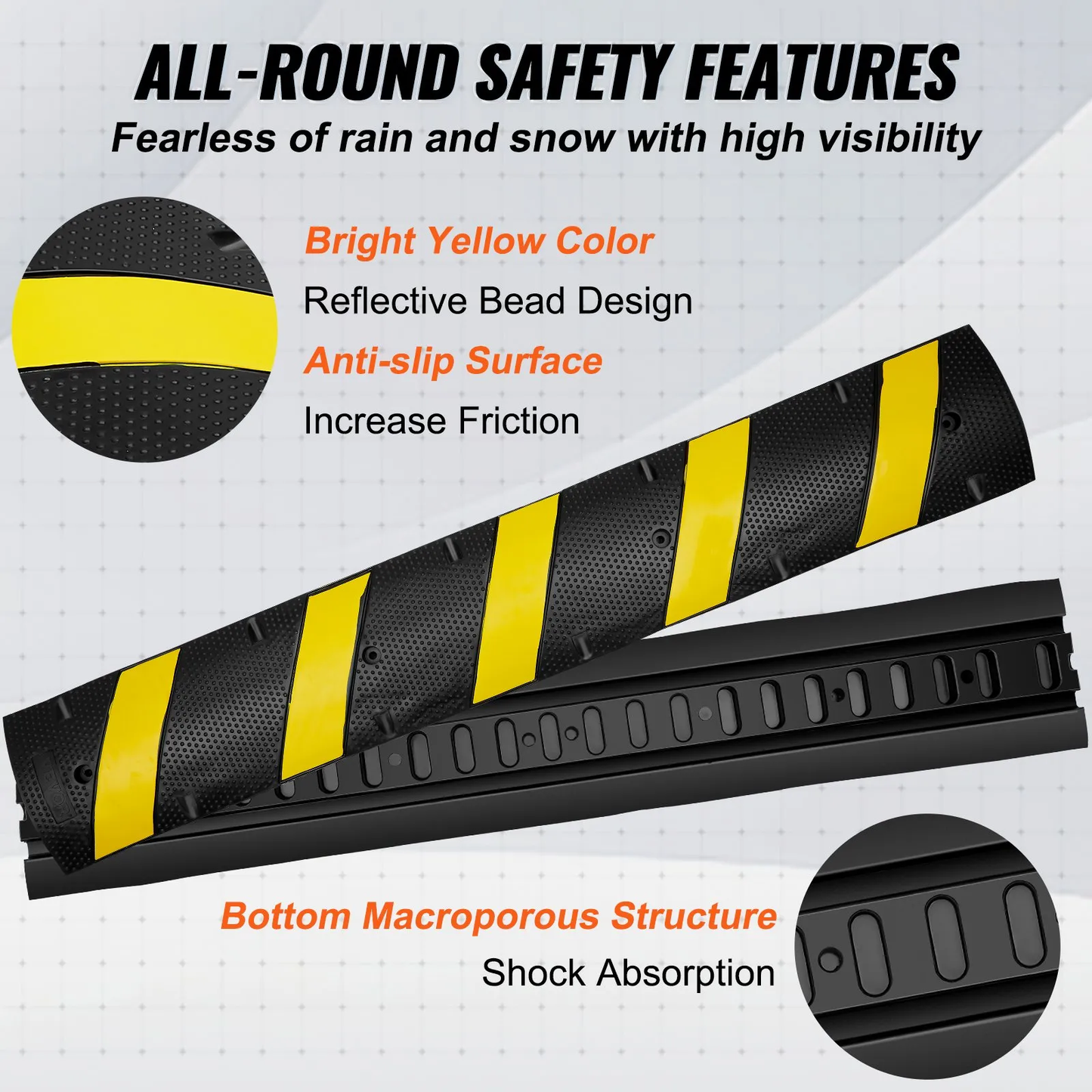 VEVOR 6 ft/72'' Rubber Speed Hump, 2 Channel, 22000 lbs Load Capacity Heavy Duty Traffic Speed Bump,-$65