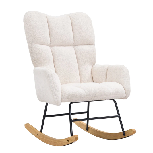 VEVOR Nursery Rocking Chair, 250 lbs Weight Capacity Teddy Fabric Upholstered Glider Rocker Chair,-$130