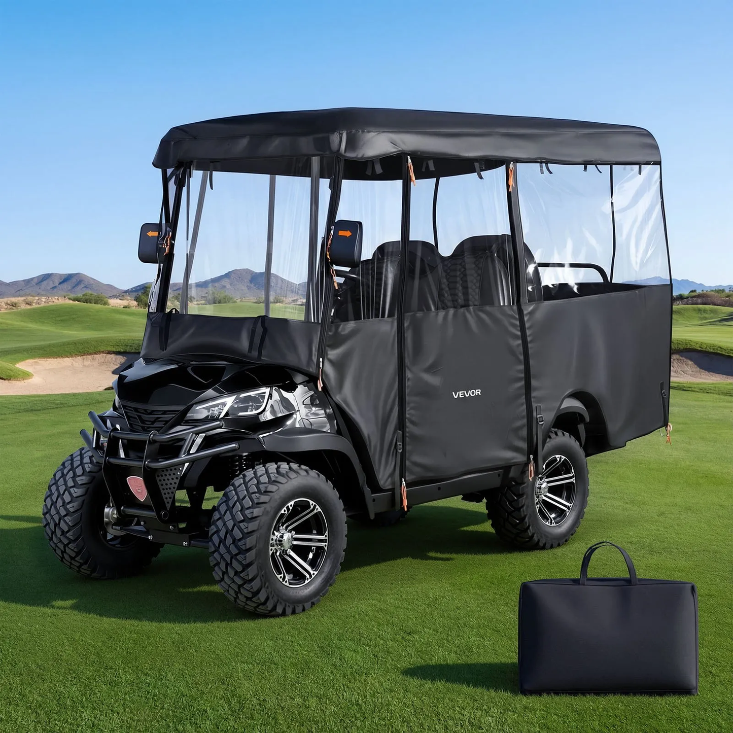 VEVOR Golf Cart Cover, Visible Full-Enclosure 2+2/4 Passenger Golf Cart, 420D Waterproof Oxford Fabric,-$70