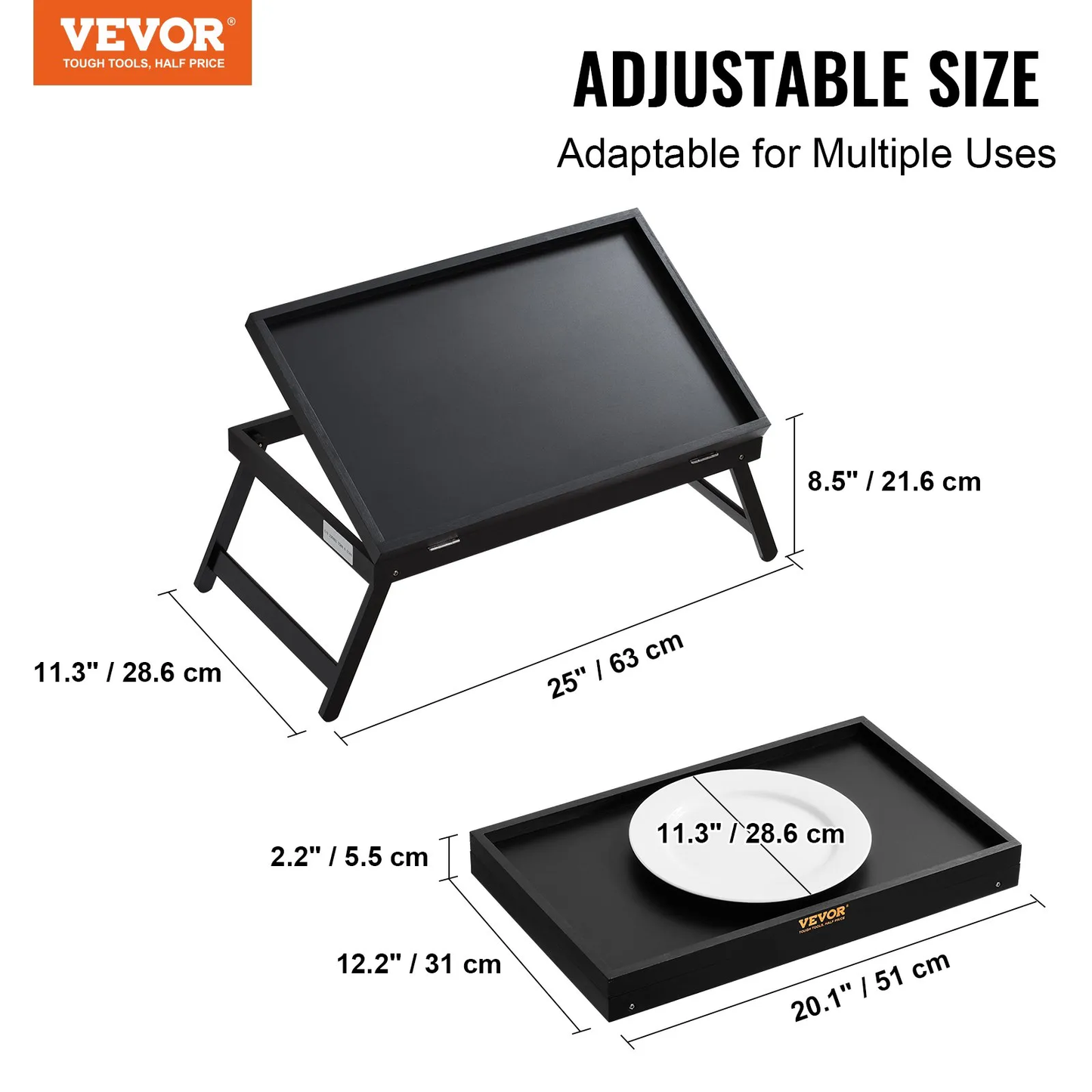 VEVOR Bed Tray Table with Foldable Legs, Bamboo Breakfast Tray for Sofa, Bed, Eating, Snacking, -$20