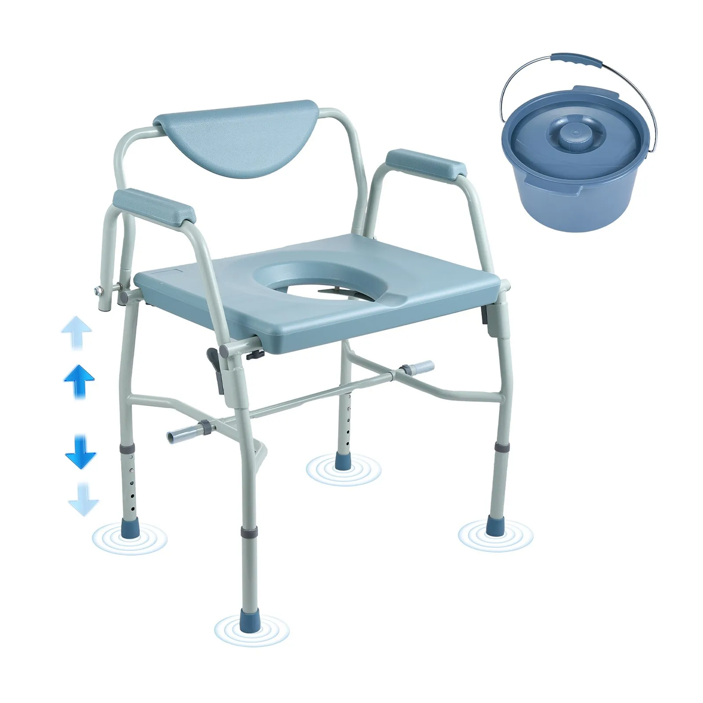 VEVOR Commode Chair, Bedside Commode with Drop-Down Arms and Detachable Backrest,-$80