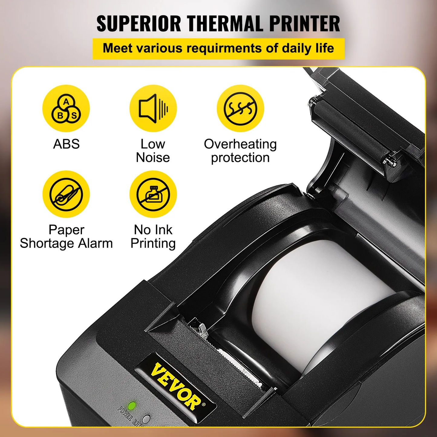 VEVOR Printer Receipt, 58mm Thermal Printer, ESC/POS Command Thermal Receipt Printer