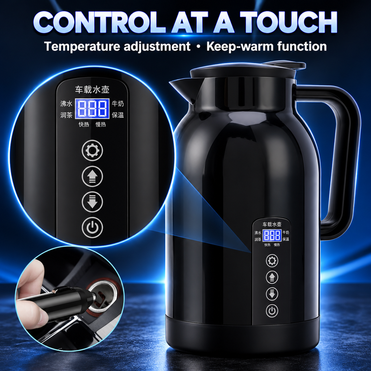 Brand new 1300ML Car Kettle Boiler with 12V Socket Plug, Portable Electric Kettle, Stainless Steel, -$45