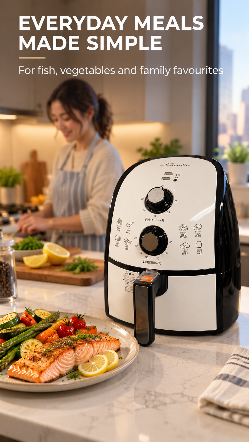 Brand new Karalla Air Fryer – Adjustable Temperature,60-Minute Timer,Black & White