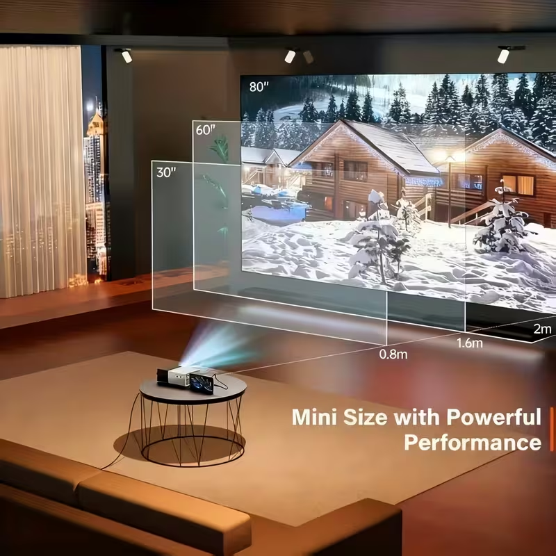 BNIB-Mini Portable LED Projector, 80" Large Screen Home Theater Projector with USB Phone Link,-$20