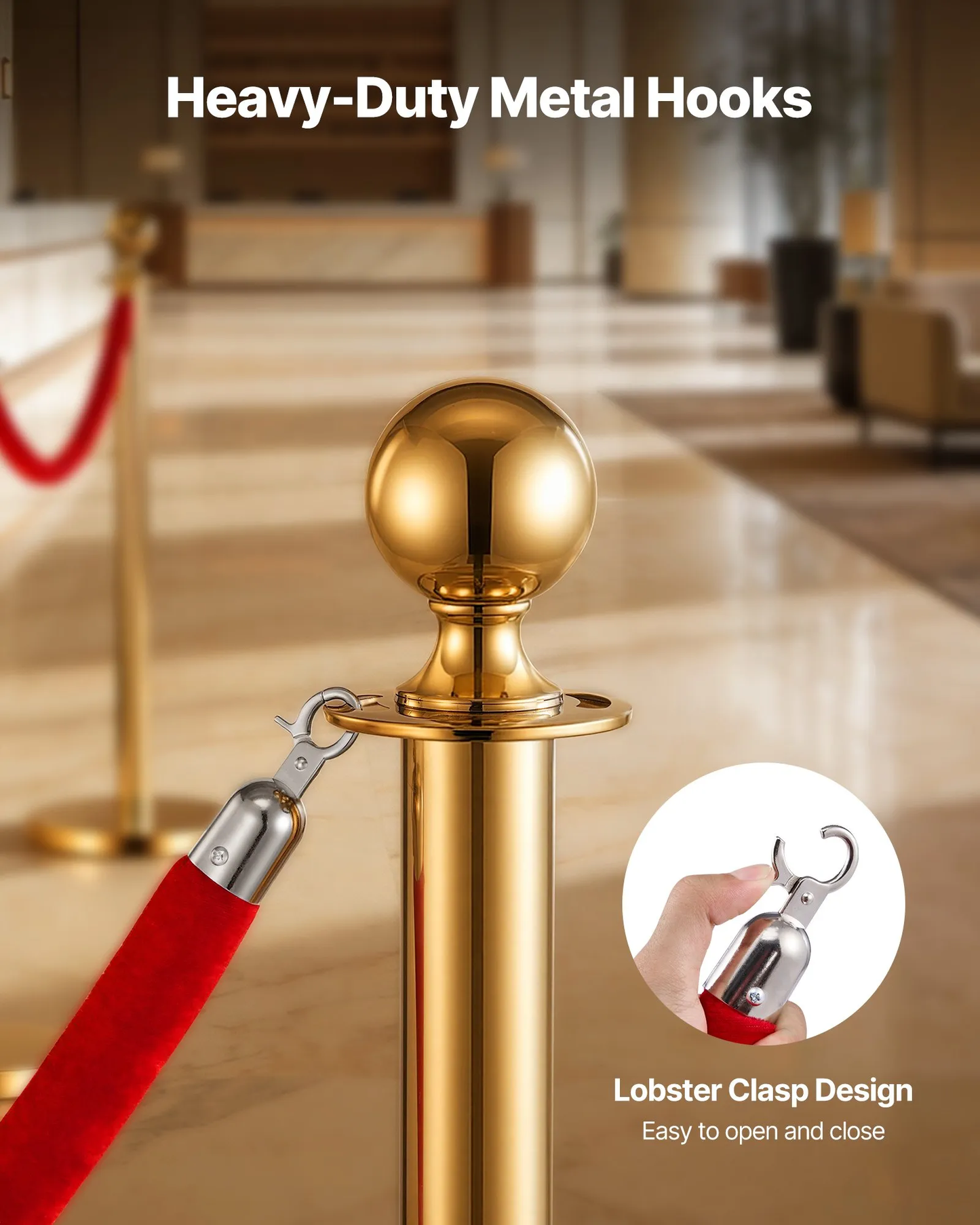 VEVOR 4 Pcs Red Velvet Stanchion Ropes, 5 ft Crowd Control Stanchion Red Velvet Ropes ,-$15