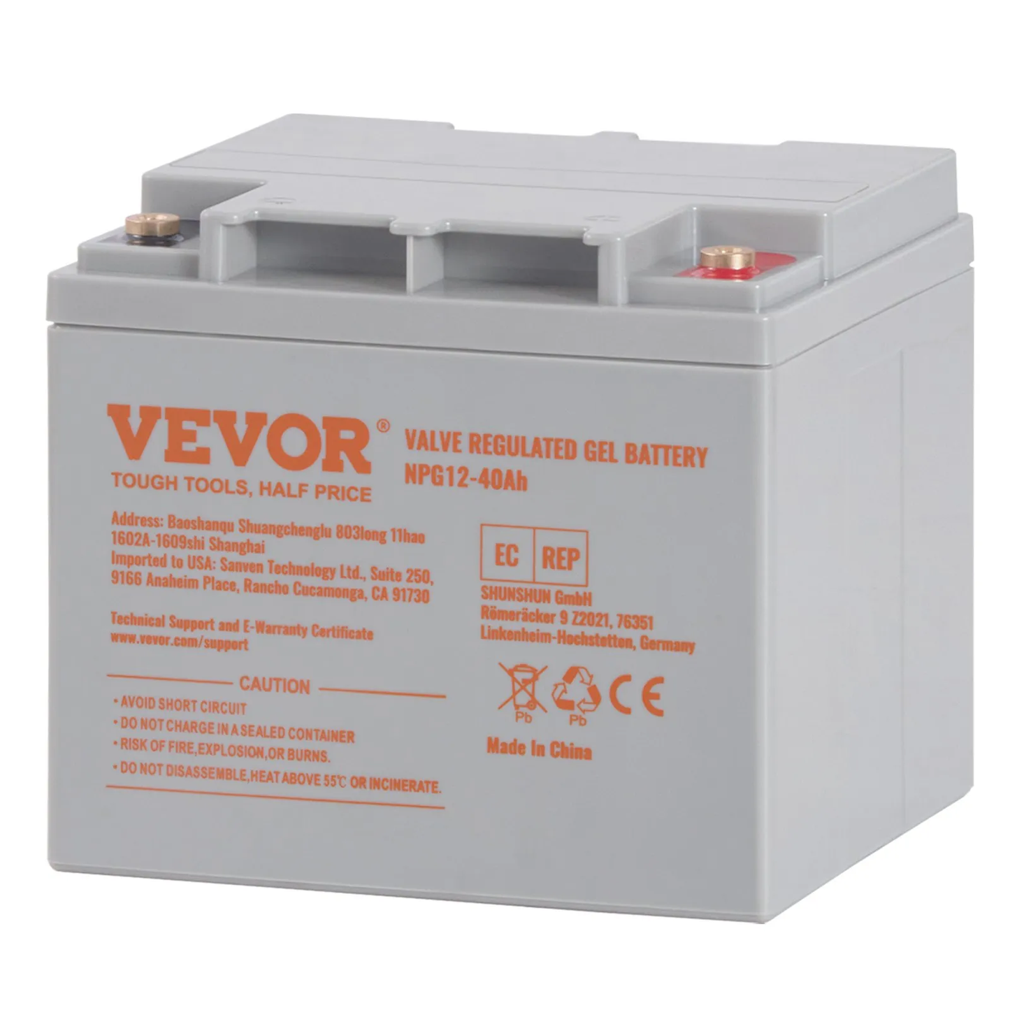 VEVOR Rechargeable AGM Marine Battery, 12V 40AH, with 400A Discharge Current,-$70