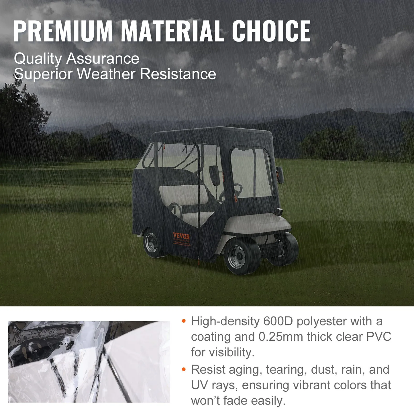 VEVOR Golf Cart Enclosure, Polyester Driving Enclosure, Club Car Covers Suitable for 2-Seater Golf Carts,-$65