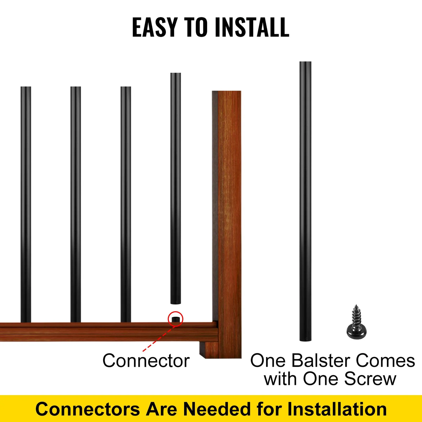 VEVOR Deck Balusters, 101 Pack Metal Deck Spindles, 26"x0.75" Staircase Baluster With Screws,-$100