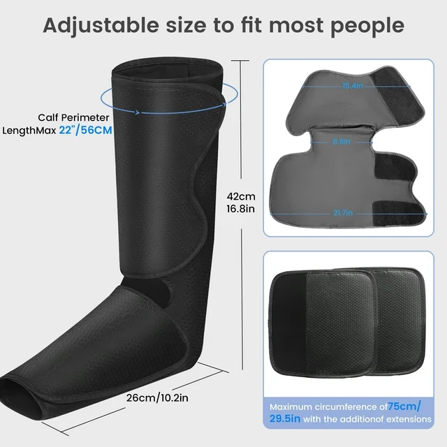 BNIB-Sejoy Air Compression Leg Massager with Heat, Foot and Calf Massage with 3 Modes 3 Intensities,-$50