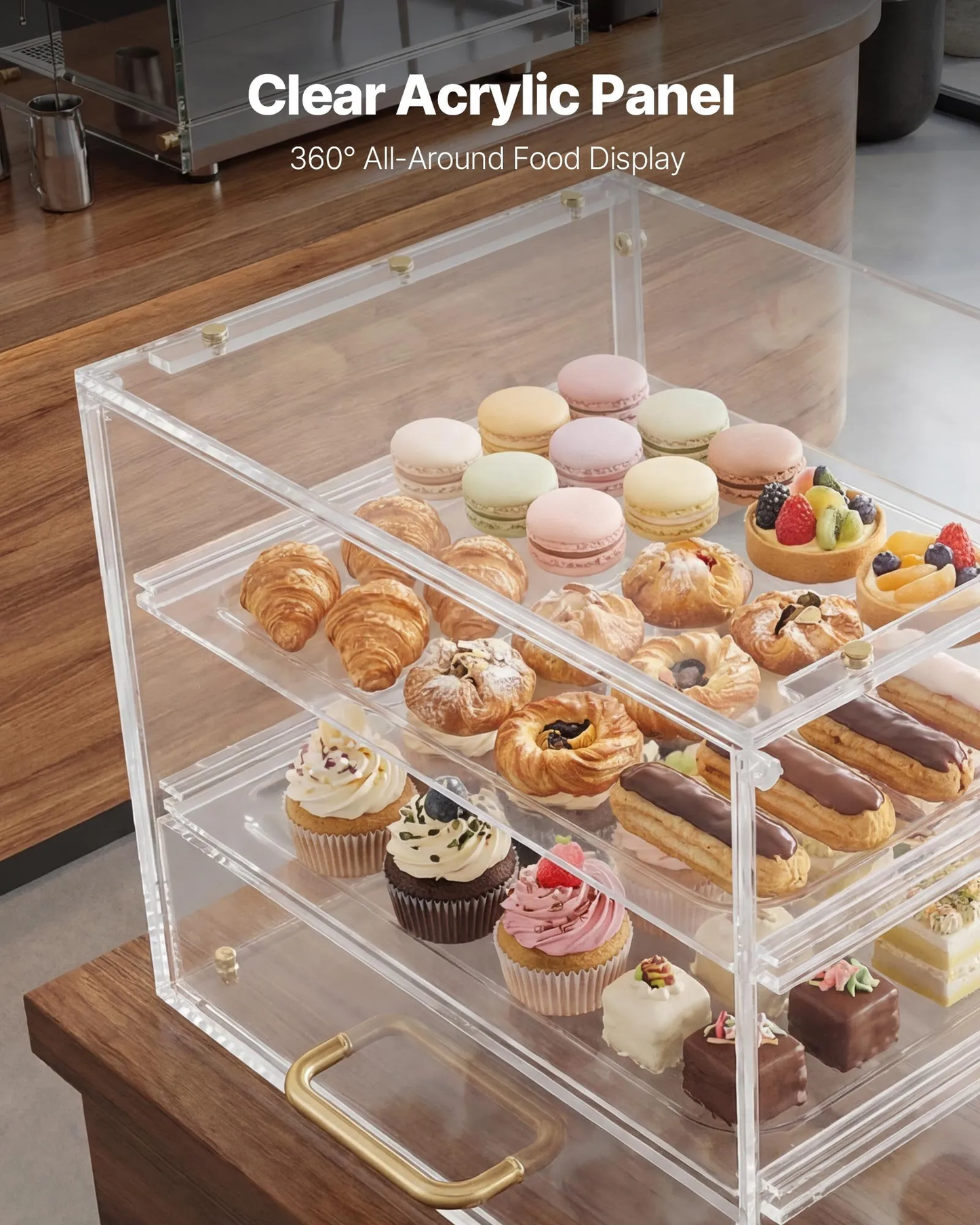 VEVOR Bakery Display Case, 3-Tier Commercial Countertop Pastry Display Case,-$45