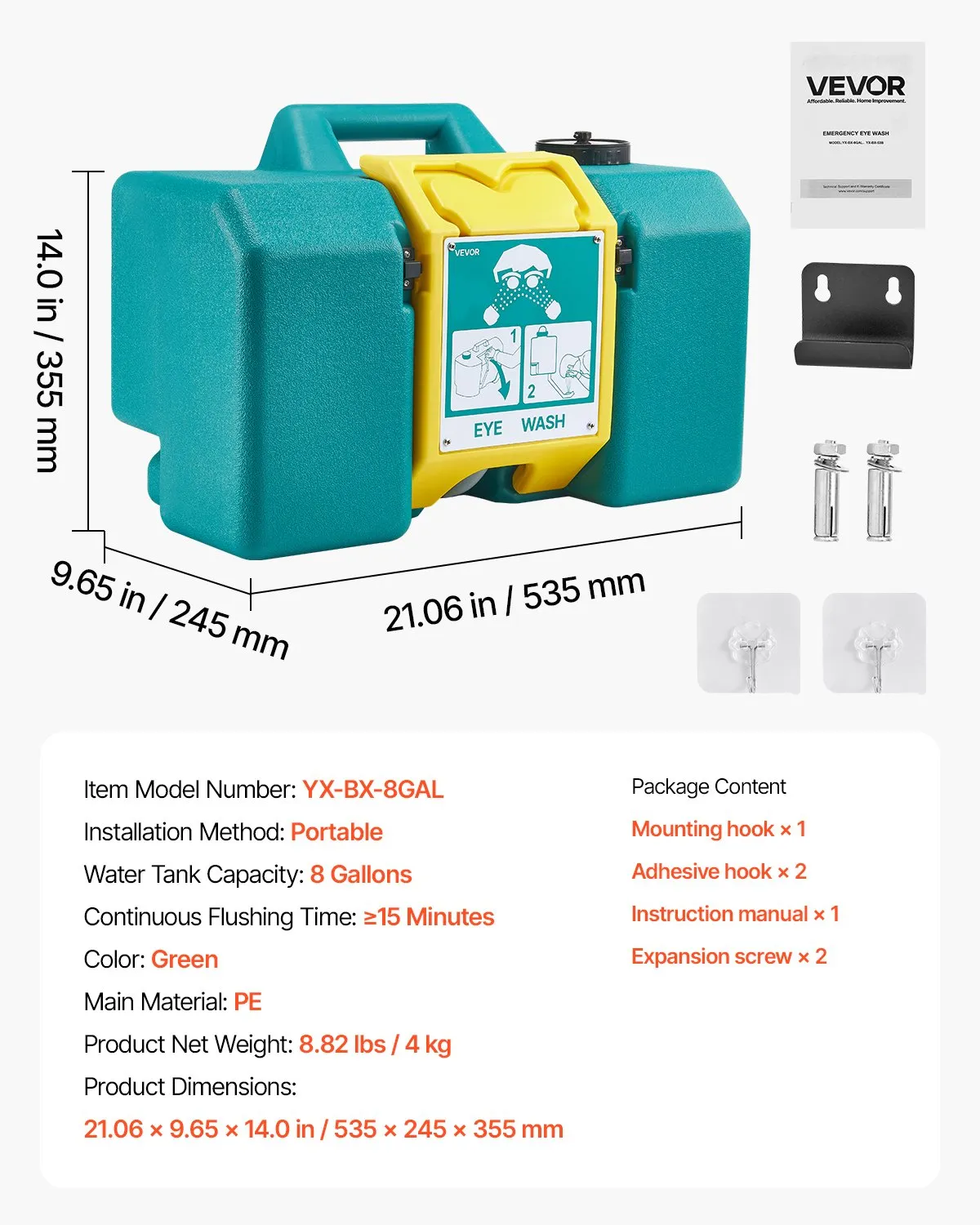 VEVOR Portable Eye Wash Station 8-Gallon OSHA-Approved Emergency Eyewash Station,-$85