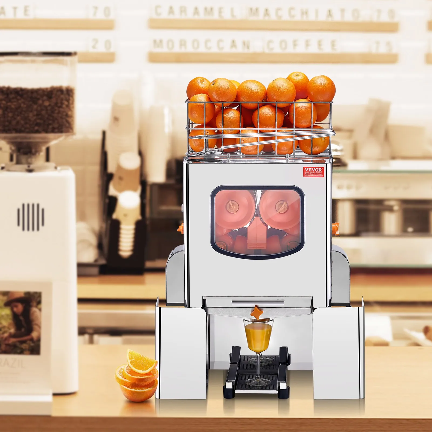 VEVOR Commercial Orange Juicer: 120W automatic juice extractor, 20 oranges squeezed per minute,-$550