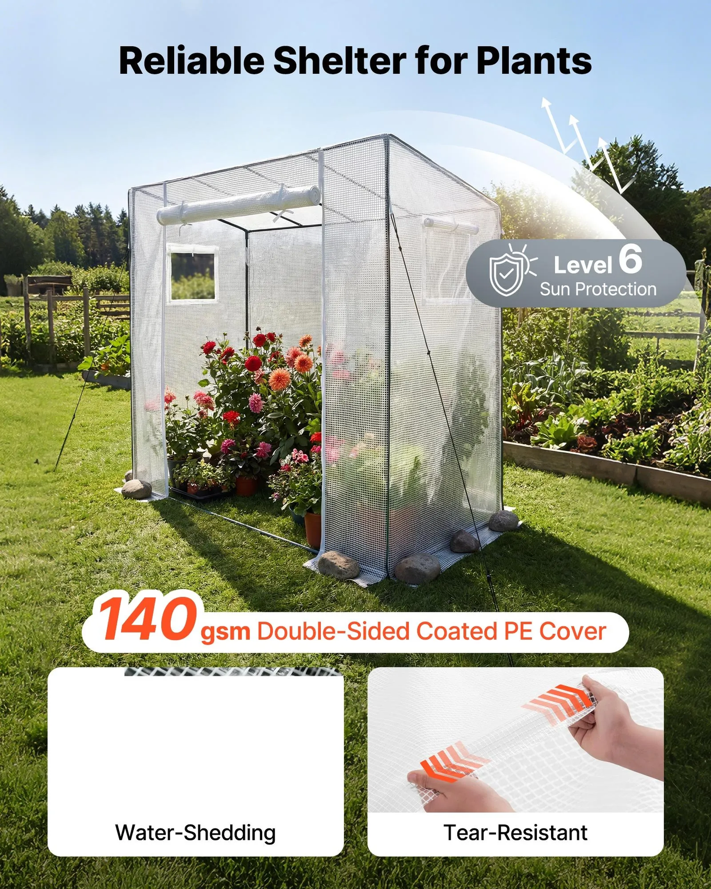 VEVOR Walk-in Greenhouse, 76.8" x 30.3" x 66.1" Greenhouse for Outdoors with Windows, PE Cover,-$35