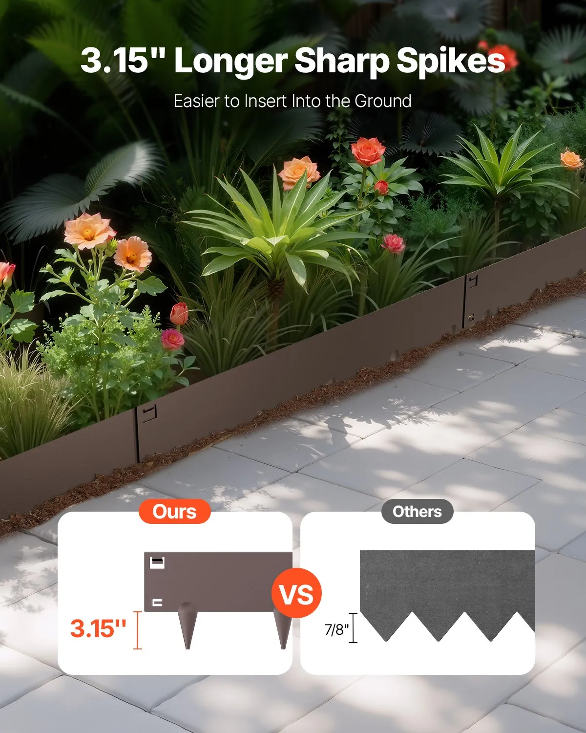 VEVOR Steel Landscape Edging, 5 Packs 39 x 3 in Rust-Resistant Metal Landscape Edging,-$25