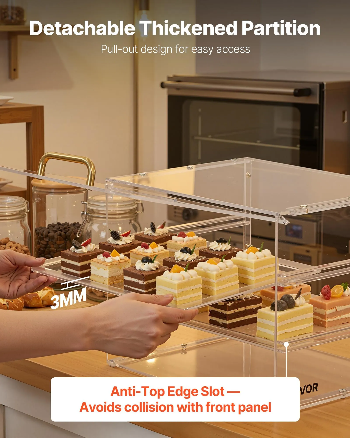 VEVOR Bakery Display Case, 3-Tier Commercial Countertop Pastry Display Case,-$45