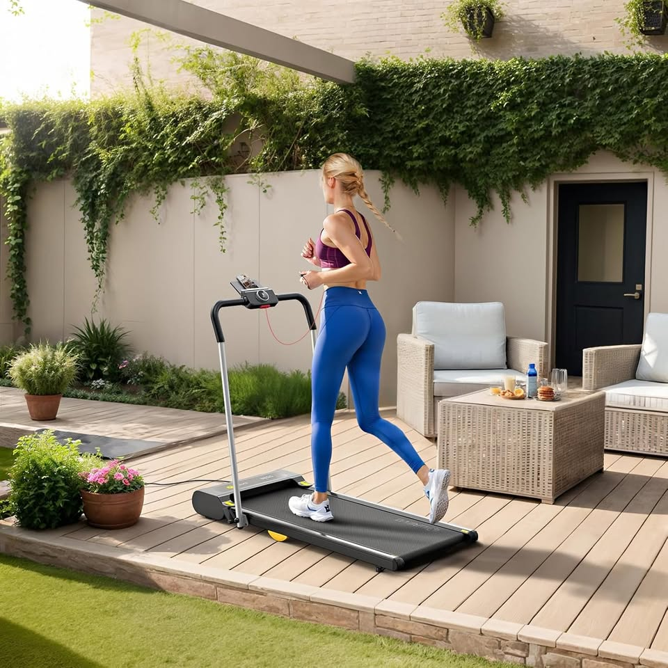 BNIB-UREVO 2.5HP 2-in-1 Folding Treadmill/Walking Pad, 1-12KM/H with Smart Rotary Console,-$280