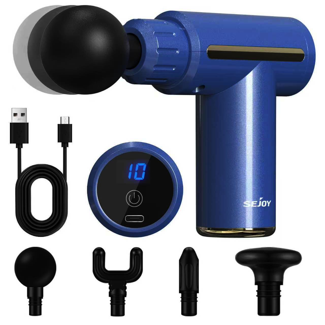 BNIB-SEJOY 10 Speed Massage Gun 4 Heads Muscle Massage Chargeable Handheld Deep Tissue,-$20