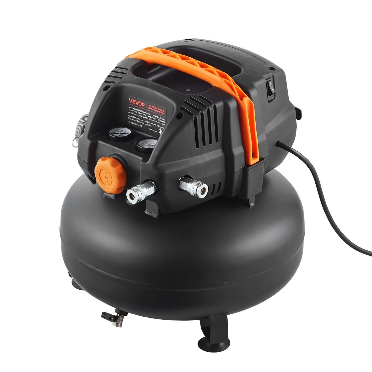 VEVOR 6 Gallon Air Compressor, 1.7HP 2.3CFM @ 90PSI Portable Pancake Air Compressor & 150PSI Max,-$130