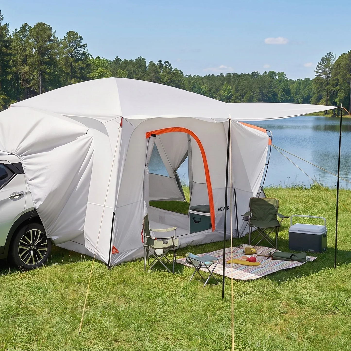VEVOR SUV Camping Tent F/5-9 Person, 13x10FT 3-Season SUV Tailgate Tent w/Ventilated Windows,-$280