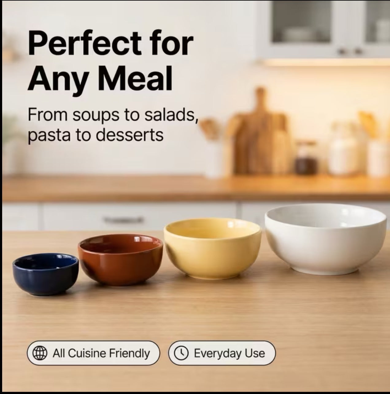 BNIB-Ceramic Mixing Bowls Set 4 Piece Nesting Bowls Microwave and Dishwasher Safe for Mixing Baking and Food Prep,-$20