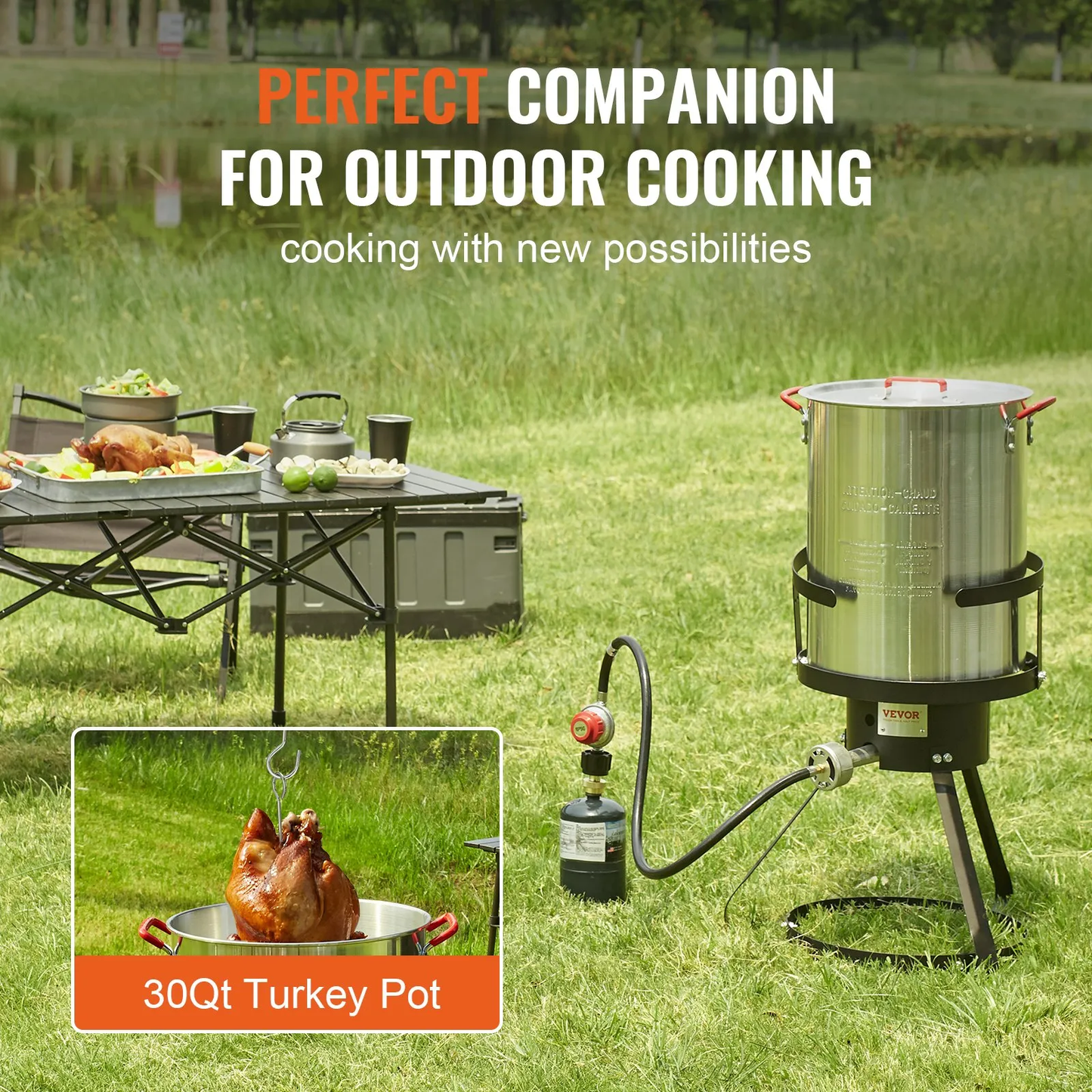VEVOR Turkey Deep Fryer, 30-qt Turkey Fryer Boiler Steamer Cooker Set Outdoor,-$75