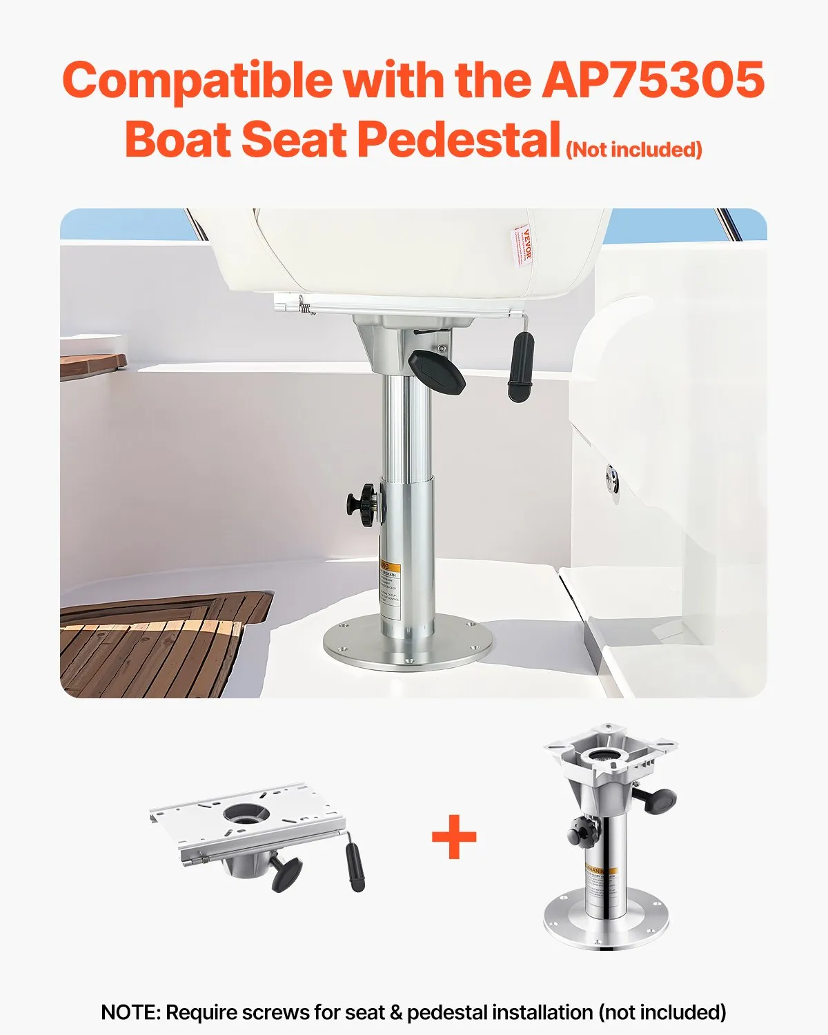 VEVOR Boat Seat Pedestal, Forward & Backward Sliding Adjustment, Aluminum Alloy Boat,-$45