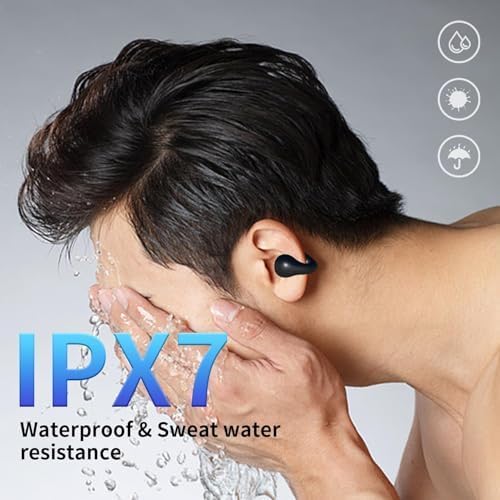 BNIB-Open Ear Clip Wireless Bone Conduction Earbuds, Built-in Microphone, Wireless Charging Case