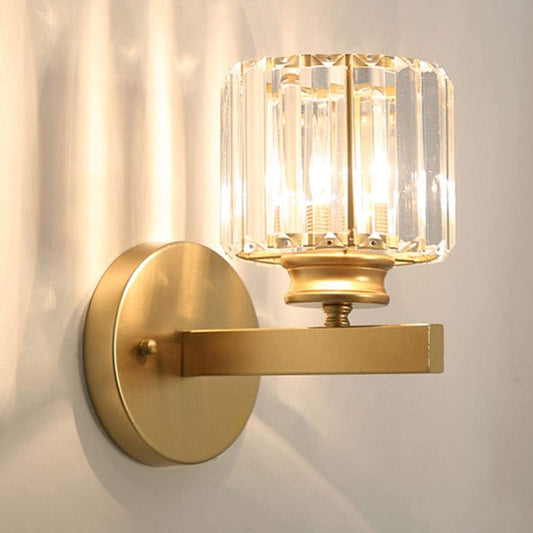 BNIB-Modern Crystal Wall Sconce Lighting - Elegant Bedside Lamp with Glass Lampshade for Living Room, -$25