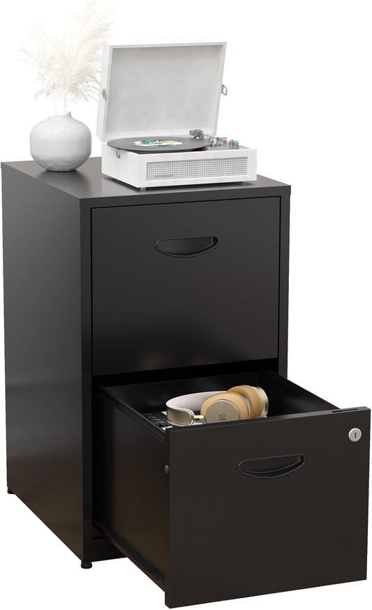 Brand New Filing Cabinet 2 Drawer with Lock, Under Desk Metal Filing Cabinet(black)