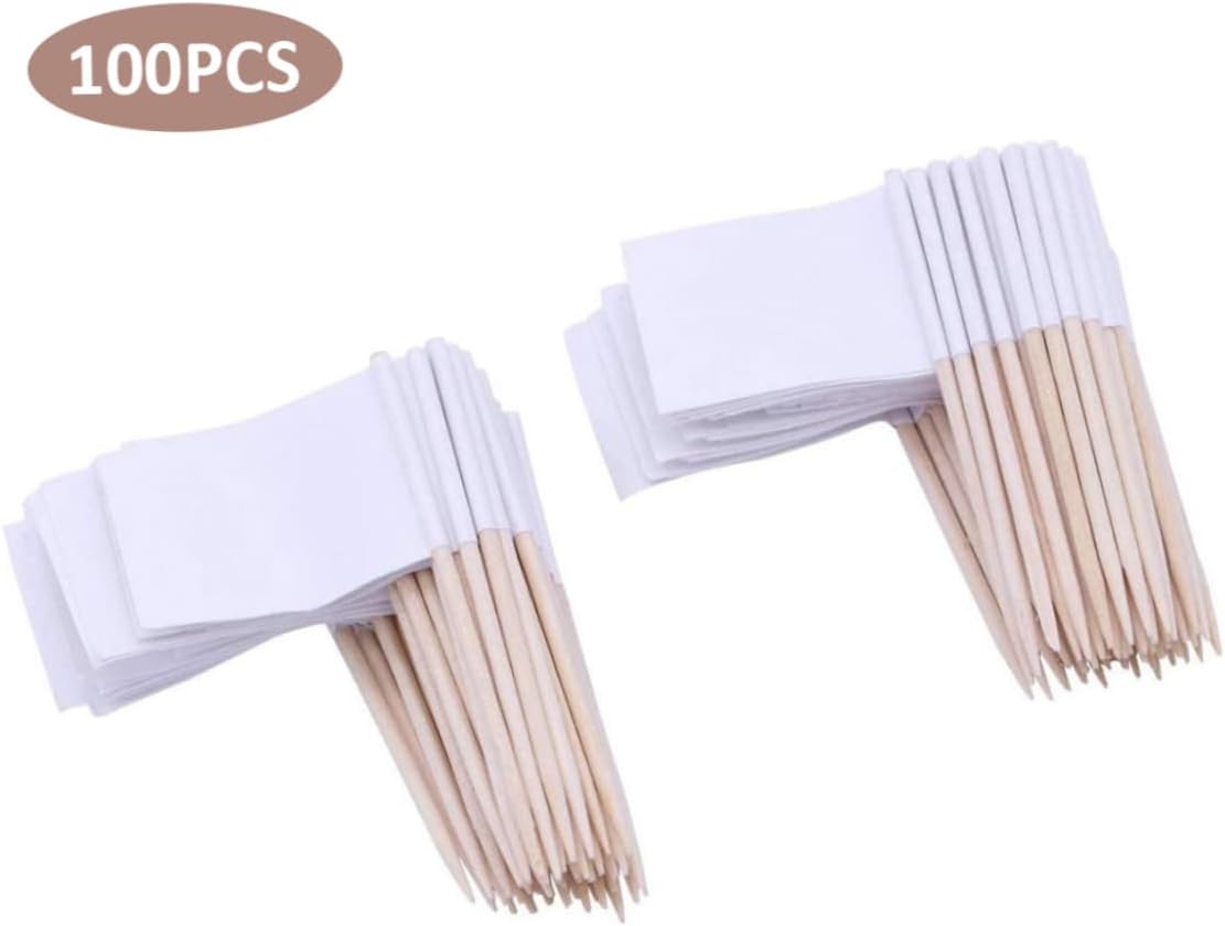 BNIB-100PCS Blank Toothpick Flags Charcuterie Labels Food Labels for Party White Mini Cake Marker,-$5