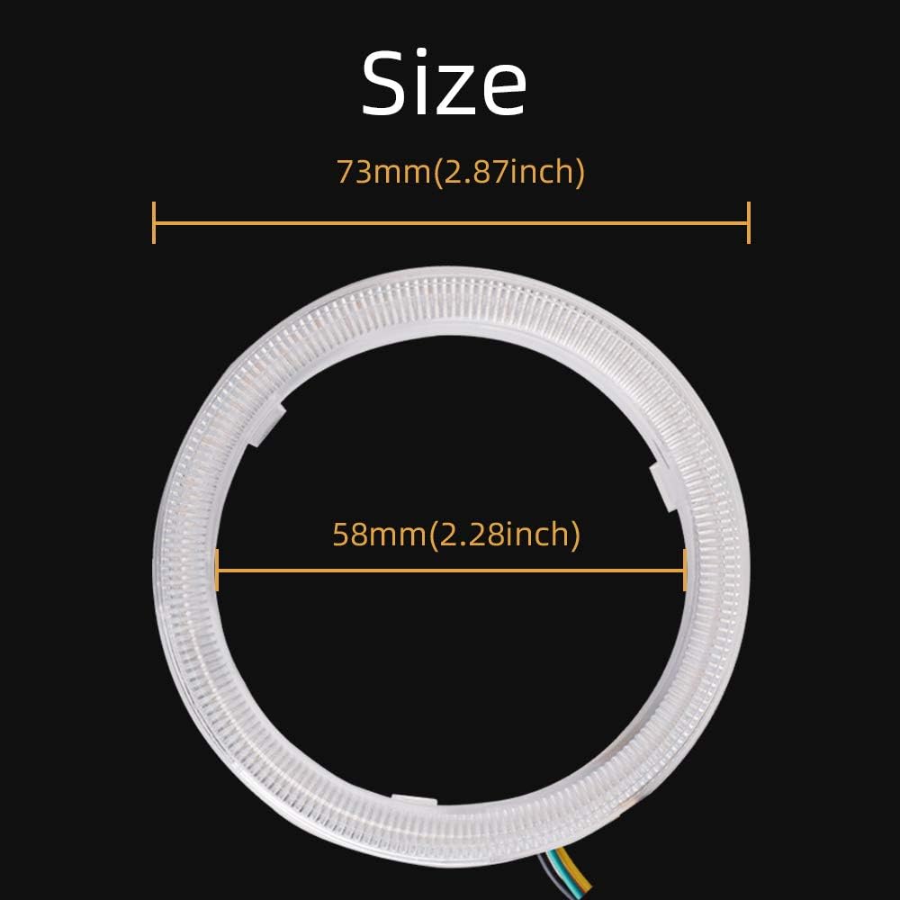 BNIB-70MM Multi-Color RGB LED Halo Rings Light COB Mart Phone iOS Android App Bluetooth Control,-$25