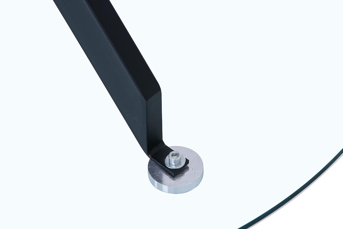 BNIB-GOLDFAN Glass Dining Table, 35.5 inches Round Modern Kitchen Table Home Furniture with Black Metal Legs