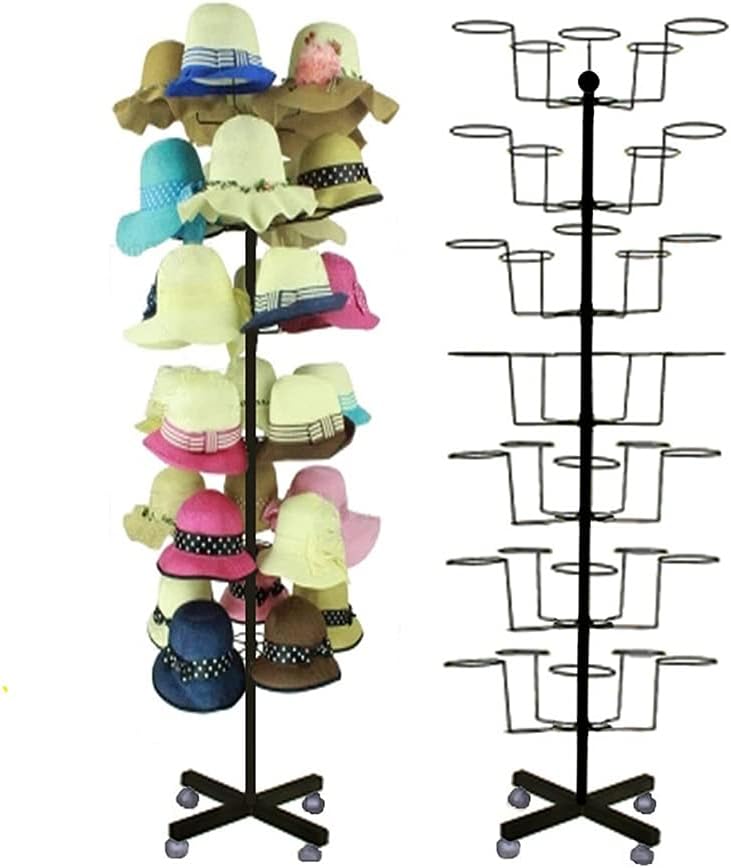 BNIB-Floor Standing Pivoting Hat Holder - Commercial Cap Helmet Display Rack W/Pulley(5-Tier),-$100